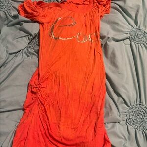 Orange Blouse with Silver Accents